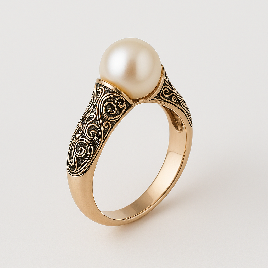Theresia - Gouden vintage ring met parel