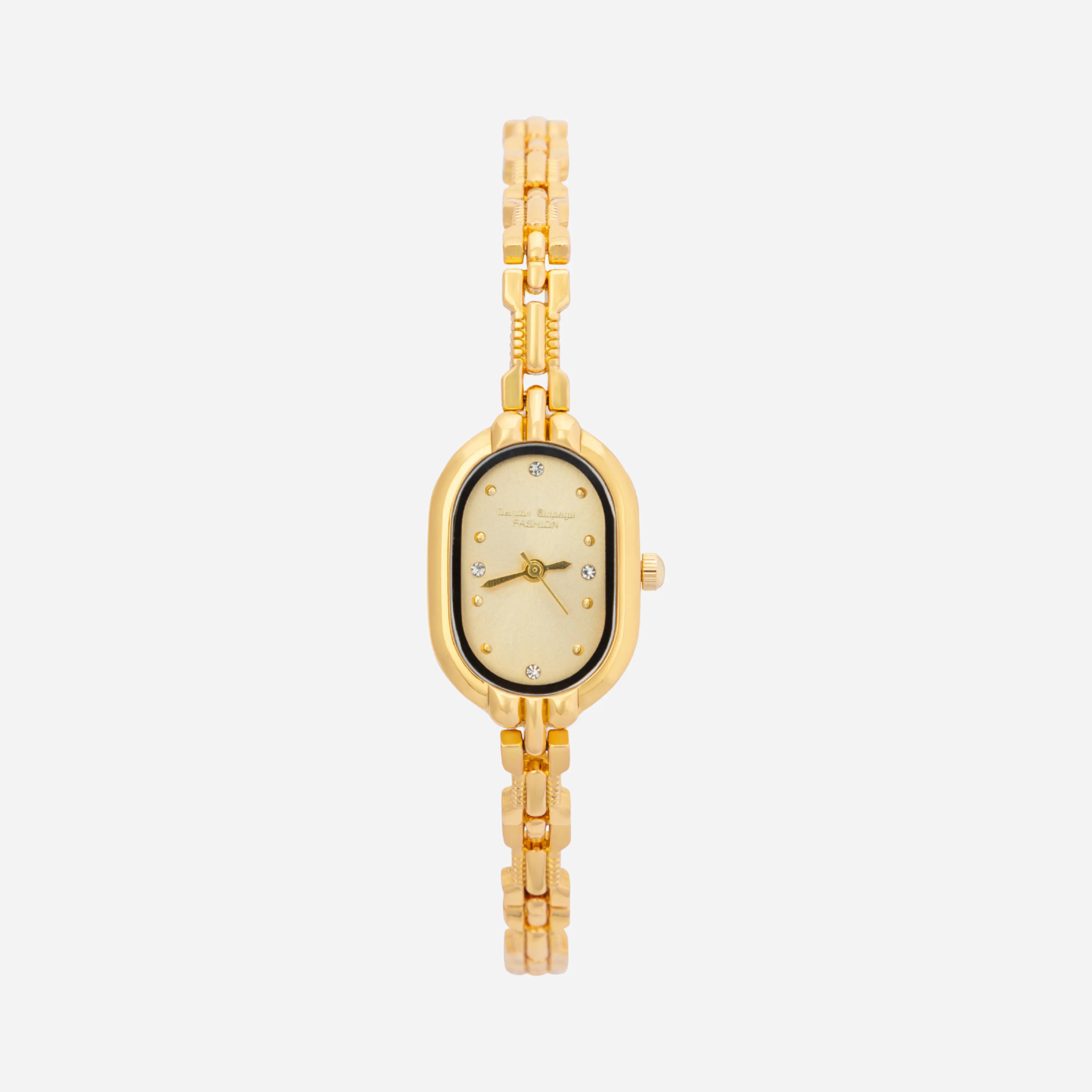 Viktoria – Gouden horloge met een ovale wijzerplaat.