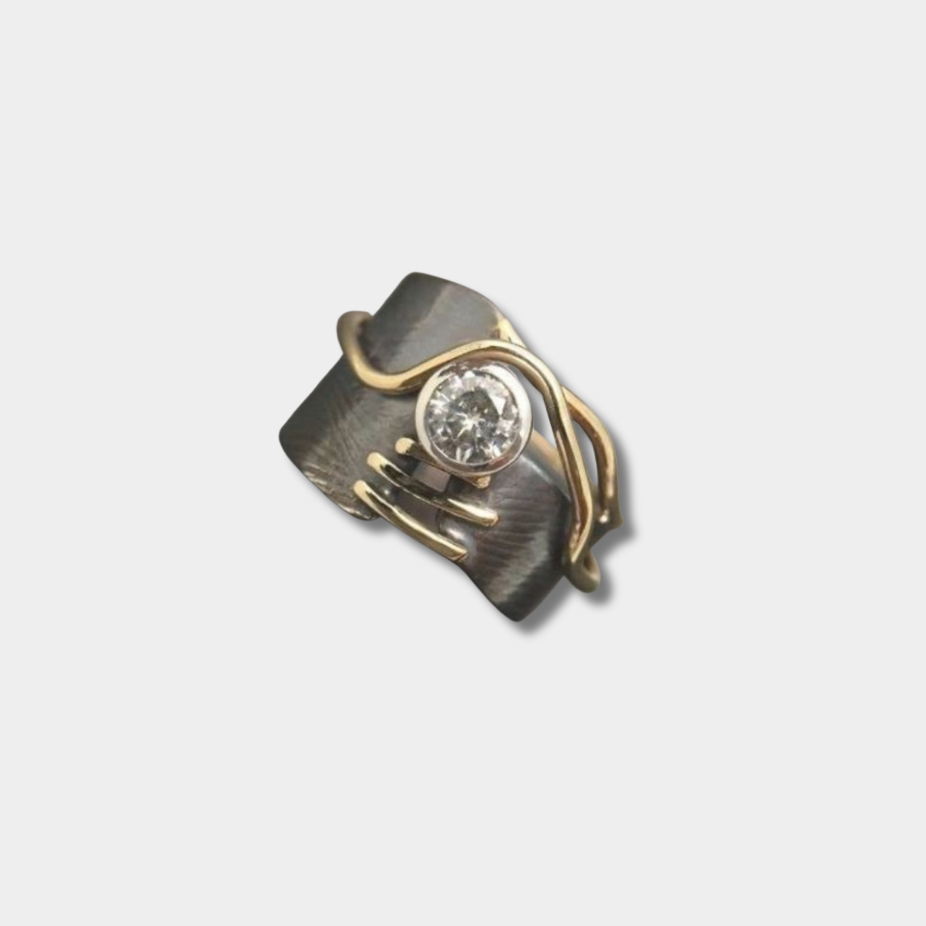 Laura - Vintage Ring in Donker Zilver met Zirkon
