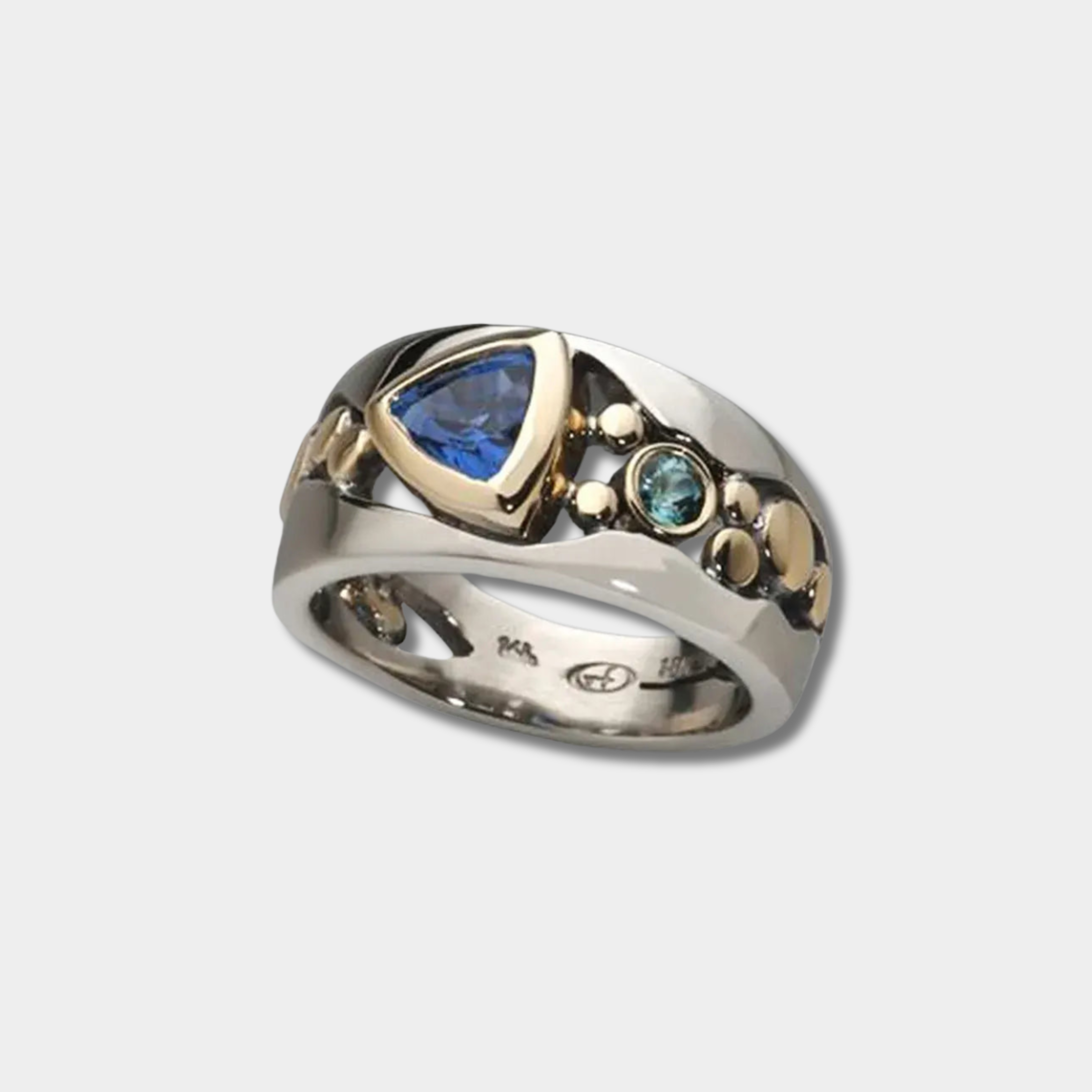 Leona - Vintage Ring met Blauwe Kristal