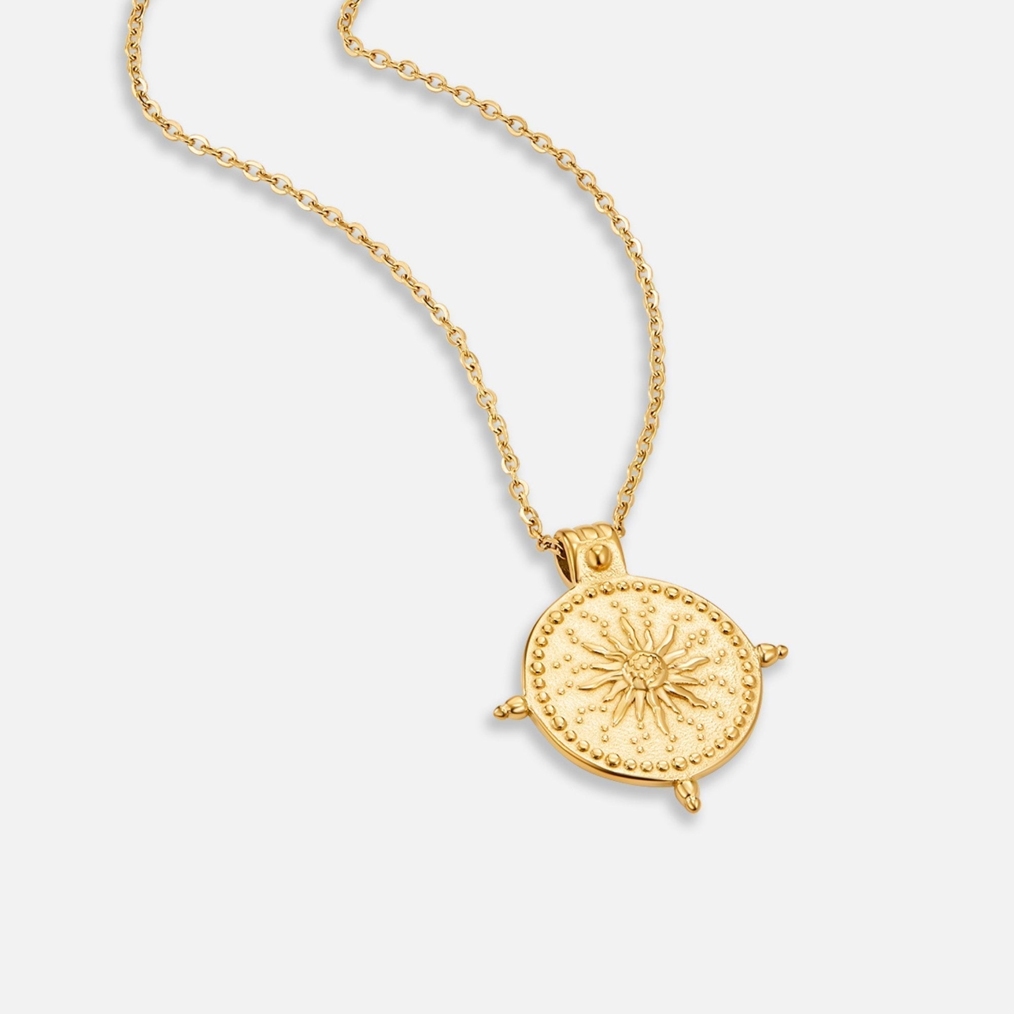 Anna – Geometrische gouden ketting met textuur.
