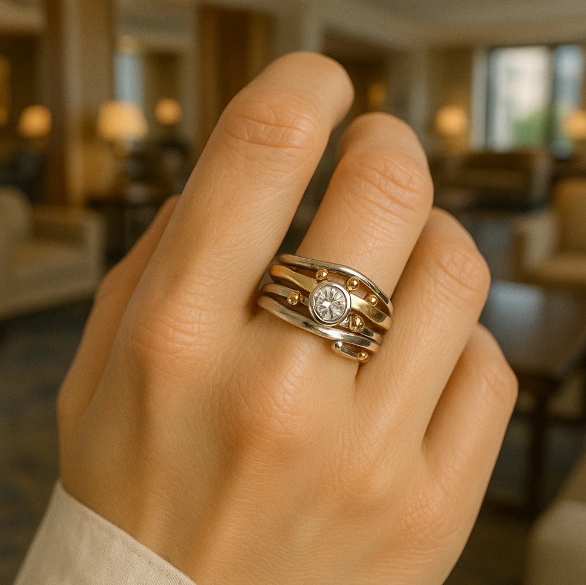 Štěpánka - Vintage gouden ring met ingebouwde zirkon