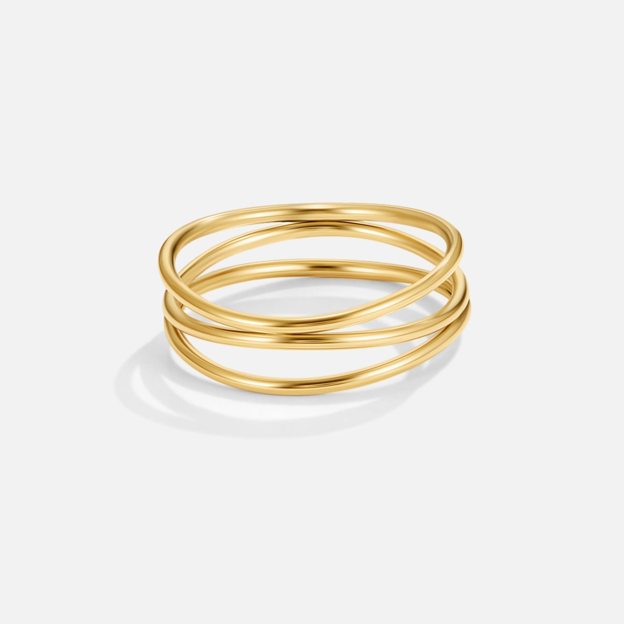 Valérie – Gouden ring met gekruiste lijnen.